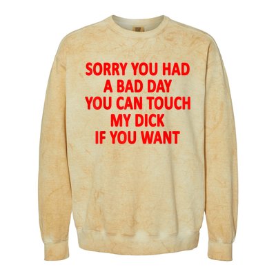 Sorry You Had A Bad Day You Can Touch My Dick If You Want Colorblast Crewneck Sweatshirt