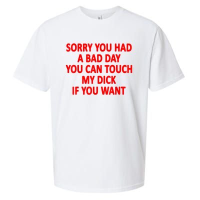 Sorry You Had A Bad Day You Can Touch My Dick If You Want Sueded Cloud Jersey T-Shirt