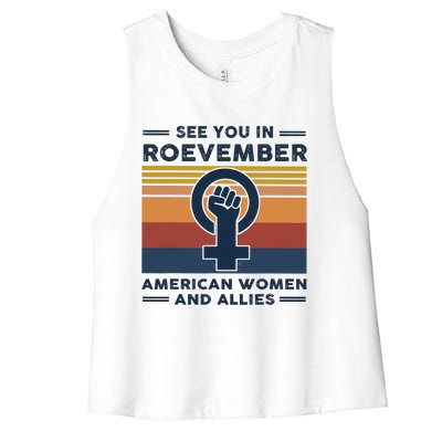 See You In Roevember American And Allies Retro Vintage Women's Racerback Cropped Tank