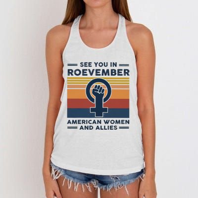 See You In Roevember American And Allies Retro Vintage Women's Knotted Racerback Tank