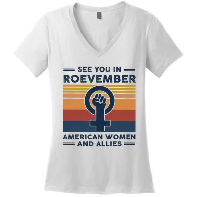 See You In Roevember American And Allies Retro Vintage Women's V-Neck T-Shirt