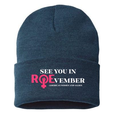 See You In ROEvember American Woman And Allies Quote Sustainable Knit Beanie