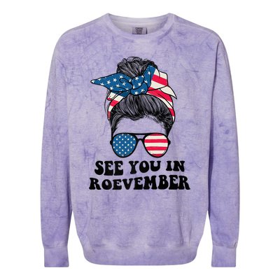 See You In Roevember Tee Messy Bun USA Colorblast Crewneck Sweatshirt