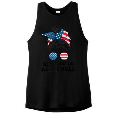 See You In Roevember Tee Messy Bun USA Ladies PosiCharge Tri-Blend Wicking Tank