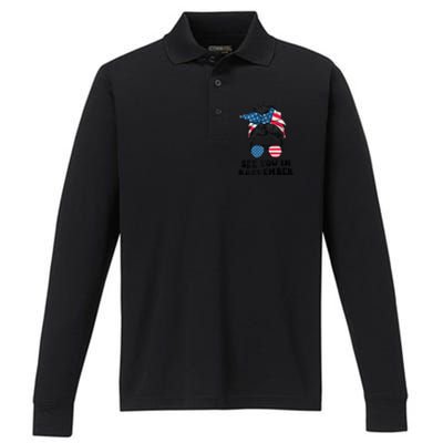 See You In Roevember Tee Messy Bun USA Performance Long Sleeve Polo