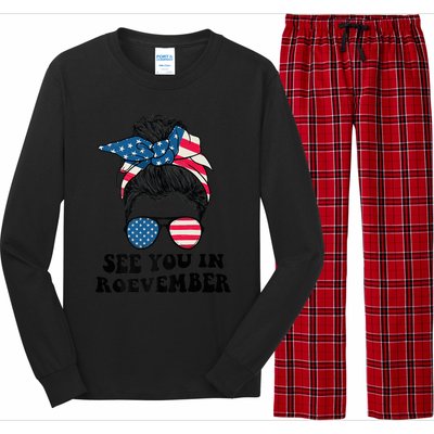 See You In Roevember Tee Messy Bun USA Long Sleeve Pajama Set