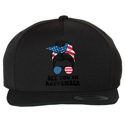 See You In Roevember Tee Messy Bun USA Wool Snapback Cap