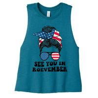 See You In Roevember Tee Messy Bun USA Women's Racerback Cropped Tank