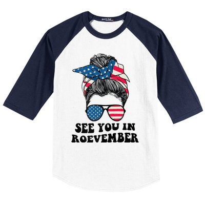 See You In Roevember Tee Messy Bun USA Baseball Sleeve Shirt