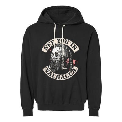 See You In Valhalla Skull Viking Garment-Dyed Fleece Hoodie