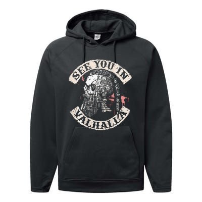 See You In Valhalla Skull Viking Performance Fleece Hoodie