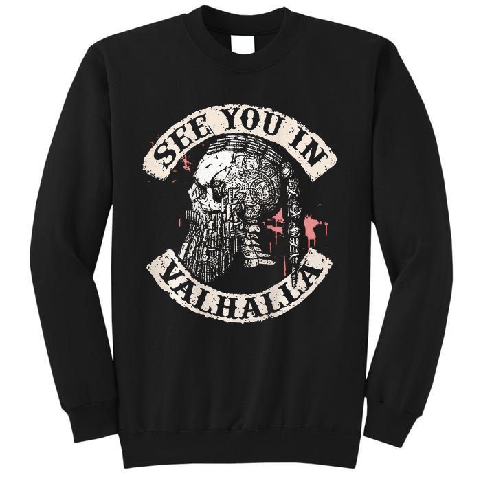 See You In Valhalla Skull Viking Tall Sweatshirt