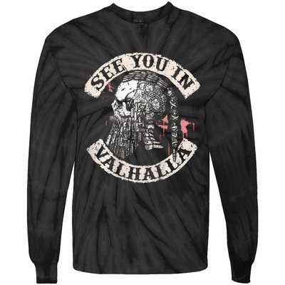 See You In Valhalla Skull Viking Tie-Dye Long Sleeve Shirt