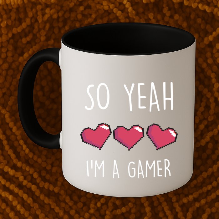So Yeah I Am A Gamer Heart Live Love Computer Console Pc Cute Gift Mug
