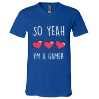 So Yeah I Am A Gamer Heart Live Love Computer Console Pc Cute Gift V-Neck T-Shirt