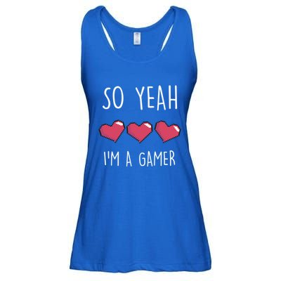 So Yeah I Am A Gamer Heart Live Love Computer Console Pc Cute Gift Ladies Essential Flowy Tank