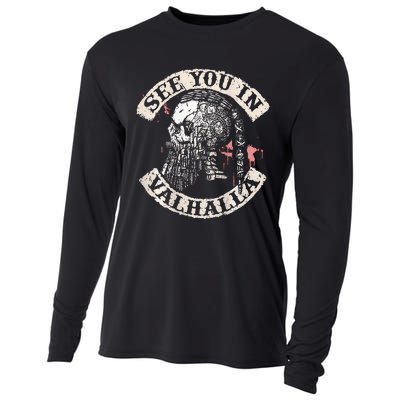 See You In Valhalla Skull Viking Cooling Performance Long Sleeve Crew