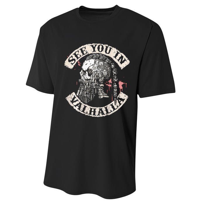 See You In Valhalla Skull Viking Performance Sprint T-Shirt