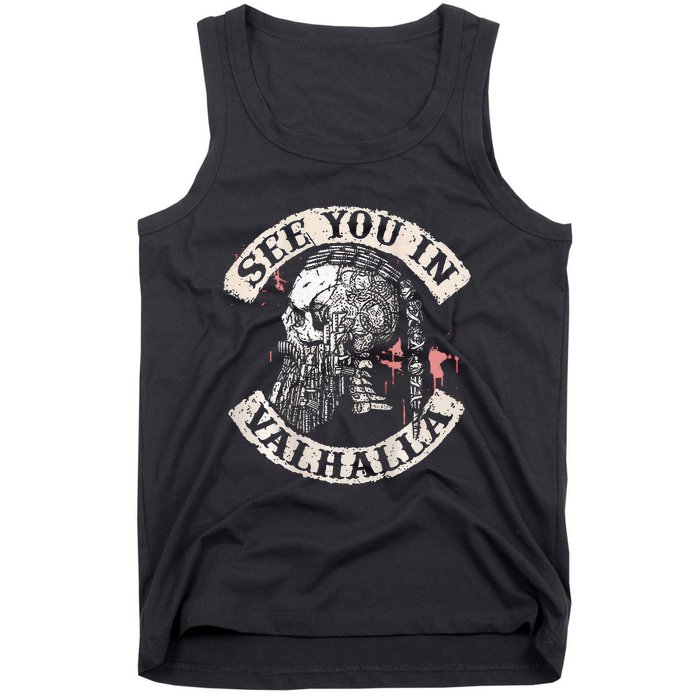 See You In Valhalla Skull Viking Tank Top