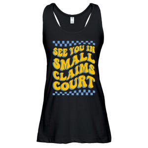 See You In Small Claims Court Funny Retro Groovy Ladies Essential Flowy Tank