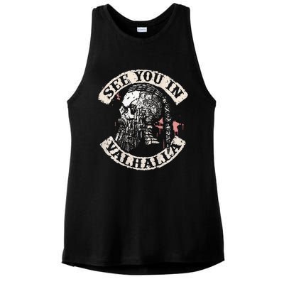 See You In Valhalla Skull Viking Ladies PosiCharge Tri-Blend Wicking Tank