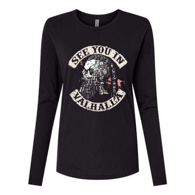 See You In Valhalla Skull Viking Womens Cotton Relaxed Long Sleeve T-Shirt