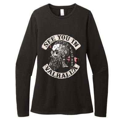 See You In Valhalla Skull Viking Womens CVC Long Sleeve Shirt