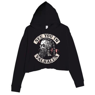 See You In Valhalla Skull Viking Crop Fleece Hoodie