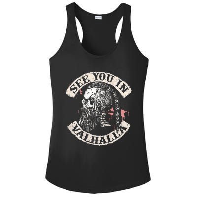 See You In Valhalla Skull Viking Ladies PosiCharge Competitor Racerback Tank