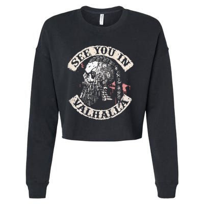 See You In Valhalla Skull Viking Cropped Pullover Crew