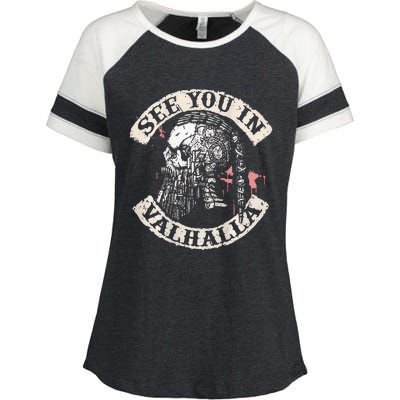 See You In Valhalla Skull Viking Enza Ladies Jersey Colorblock Tee