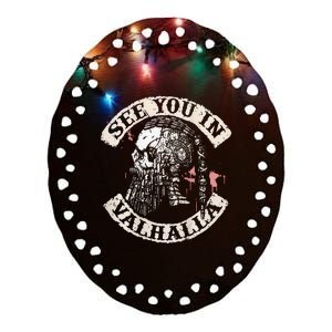 See You In Valhalla Skull Viking Ceramic Oval Ornament