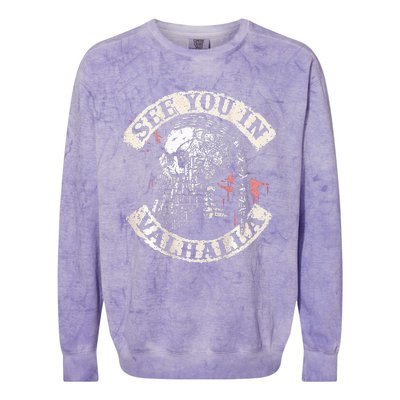 See You In Valhalla Skull Viking Colorblast Crewneck Sweatshirt