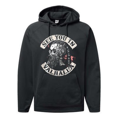 See You In Valhalla Skull Viking Performance Fleece Hoodie