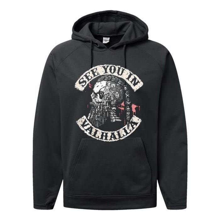 See You In Valhalla Skull Viking Performance Fleece Hoodie