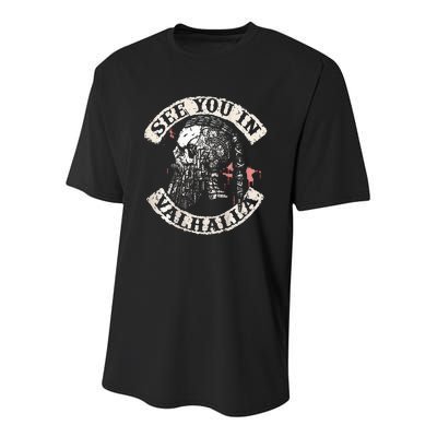 See You In Valhalla Skull Viking Youth Performance Sprint T-Shirt