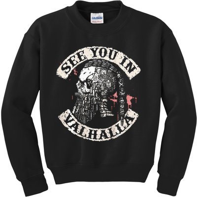 See You In Valhalla Skull Viking Kids Sweatshirt