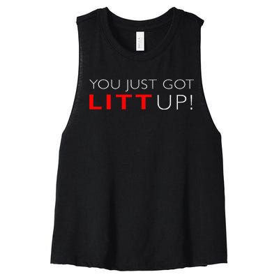 Suits You Just Got Litt Up! Funny For Women's Racerback Cropped Tank