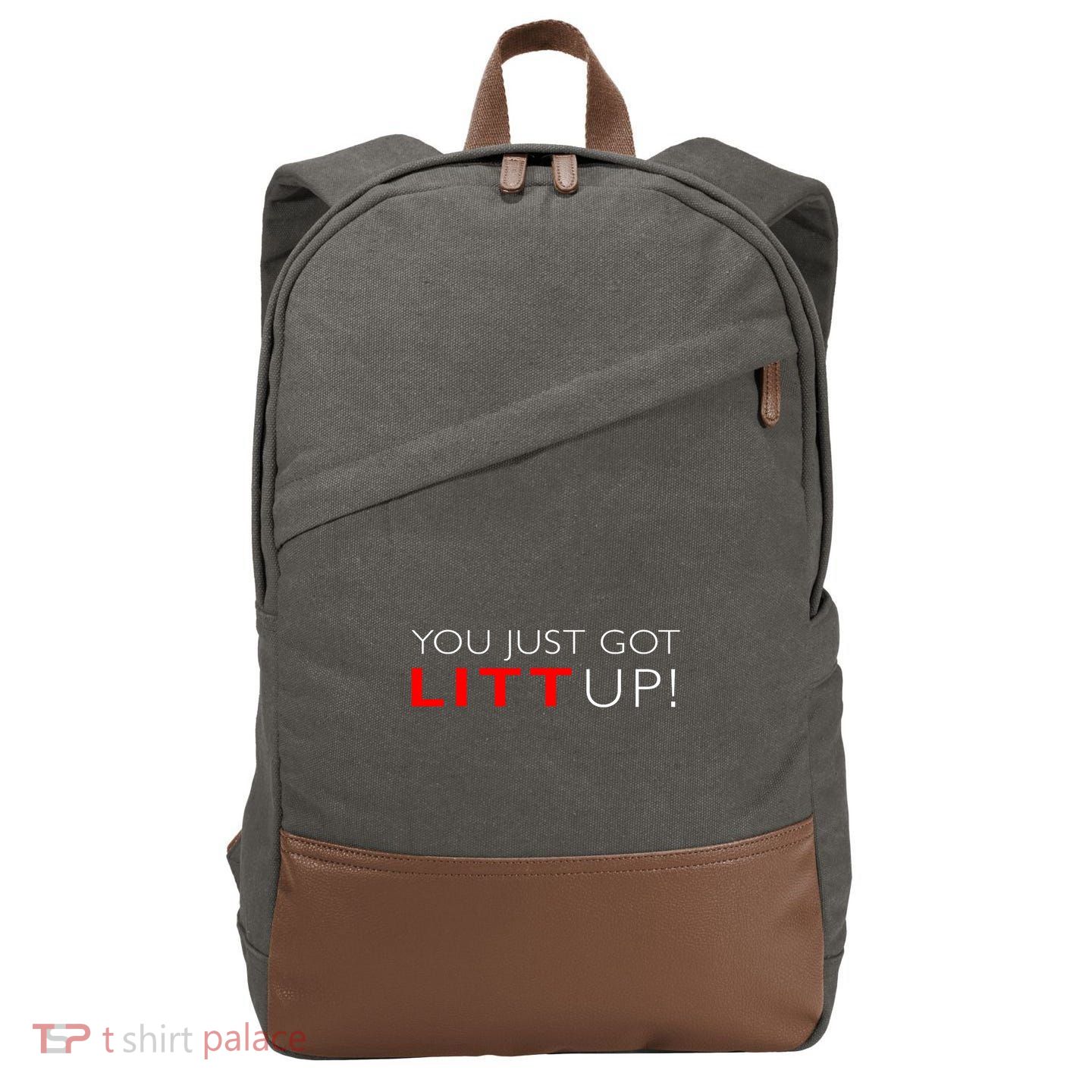 Suits You Just Got Litt Up! Funny Design Cotton Canvas Backpack
