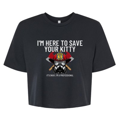 Save Your Kitty Funny Firefighter Fireman Gift Bella+Canvas Jersey Crop Tee