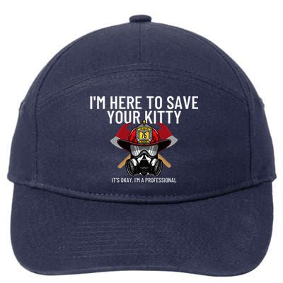 Save Your Kitty Funny Firefighter Fireman Gift 7-Panel Snapback Hat