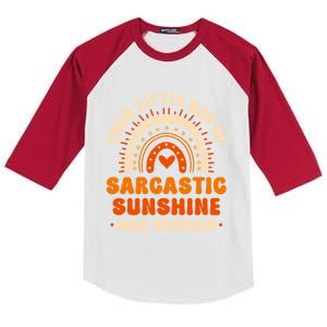 Sarcastic Your Little Ray Of Sarcastic Sunshine Has Arrived Gift Kids Colorblock Raglan Jersey