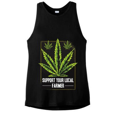 Support Your Local Weed Farmer Cannabis Marijuana Grower Ladies PosiCharge Tri-Blend Wicking Tank