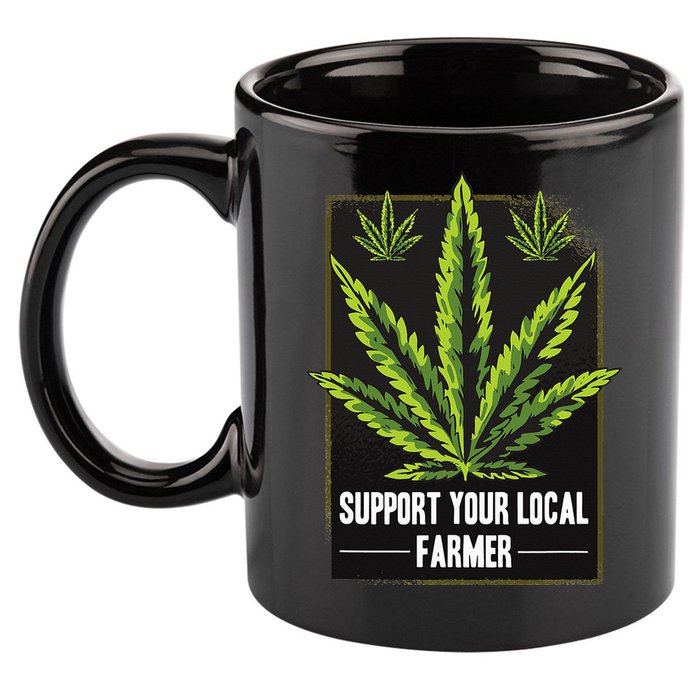 Support Your Local Weed Farmer Cannabis Marijuana Grower 11oz C Handle Ceramic Mug