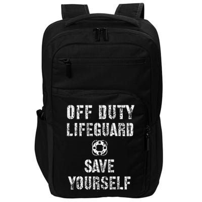 Save Yourself Lifeguard Swimming Pool Guard Off Duty Red Impact Tech Backpack