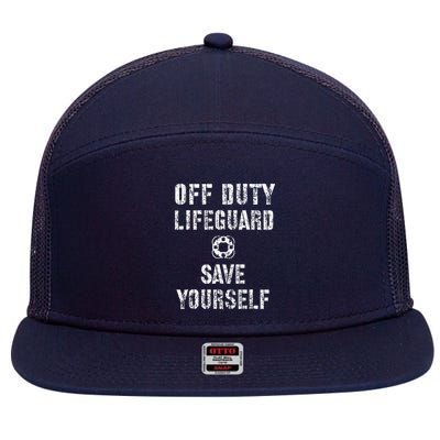 Save Yourself Lifeguard Swimming Pool Guard Off Duty Red 7 Panel Mesh Trucker Snapback Hat