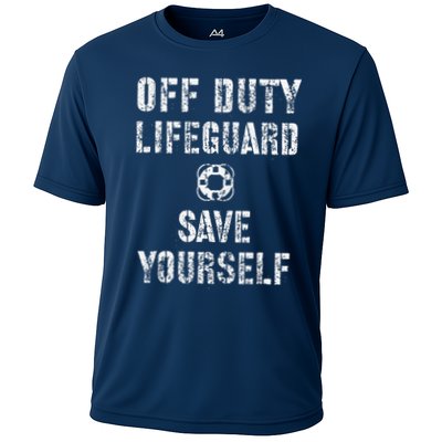 Save Yourself Lifeguard Swimming Pool Guard Off Duty Red Performance Shirt