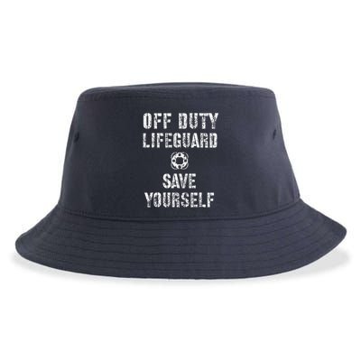 Save Yourself Lifeguard Swimming Pool Guard Off Duty Red Sustainable Bucket Hat