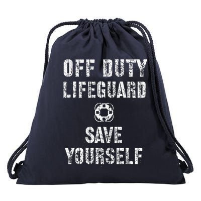 Save Yourself Lifeguard Swimming Pool Guard Off Duty Red Drawstring Bag