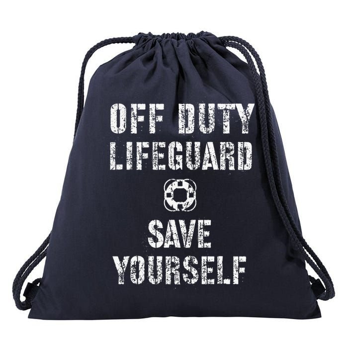 Save Yourself Lifeguard Swimming Pool Guard Off Duty Red Drawstring Bag